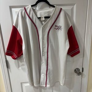 Vintage Nike Air White and Red Baseball Jersey button up.